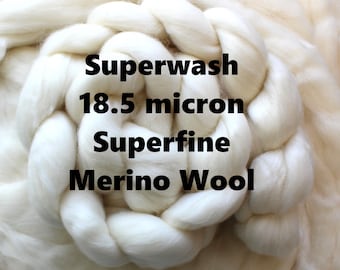 Undyed 18.5 SuperFine Superwash Merino Wool Combed Top Undyed Bare Roving for Spinning Dyeing Handspinning Fiber Natural White