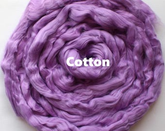 Lavender Cotton Combed Top for Spinning Felting Roving Cellulose Fiber Fibers Plant Vegan Purple