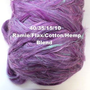 Cellulose Plant Blend Flax Hemp Cotton Ramie Nettle Combed Top for Spinning Felting Fiber Bast Fiber Fibers Undyed Plant Fibre Vegan Purple