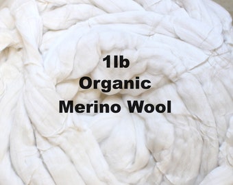 1 lb. Organic Merino GOTS certified Wool undyed 21.5 micron Combed Top Roving for Spinning Dyeing Handspinning Spinning Fiber