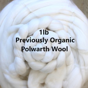 1lb Previously Organic Polwarth Natural Bare Combed Top Wool Roving Undyed Wool Spinning Fiber for Dyeing Ecru