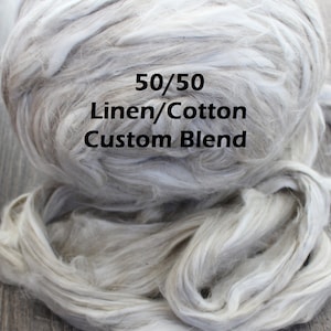 Flax Cotton Blend Combed Top for Spinning Felting Fiber Bast Cellulose Fiber Fibers Undyed Plant Fibre Vegan Linen