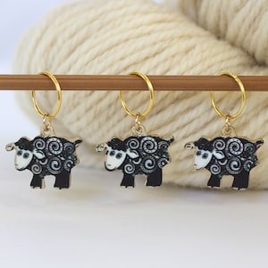 Set of 3 Black Sheep Stitch Markers Knitters Helper Knitting Reminder Stitchmarker Knitting Helper Gift Stitch Marker Knit Crochet Charm