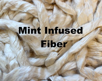 Mint Infused Cellulose Fiber Combed Top for Spinning Felting or Doll Hair Fiber Fibers Undyed Plant Vegan Seaweed