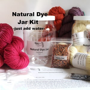 Natural Dye Jar Kit for Solar Yarn Dyeing with Natural Plant Dyes - just add water - Earth Friendly Yarn Fiber Kit Mordant Beginner