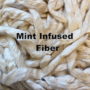 Mint Infused Cellulose Fiber Combed Top for Spinning Felting or Doll Hair Fiber Fibers Undyed Plant Vegan Seaweed image 1