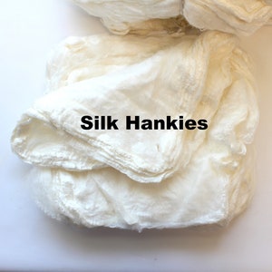Silk Hankies Mawata Degummed Mulberry Silk 2, 4 or 8oz for Spinning Felting Dyeing Knitting Cultivated Bombyx Fiber Fibers Undyed
