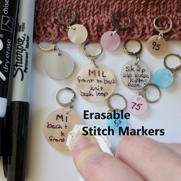 Erasable Pattern Reminder Stitch Markers Knitters Helper Knitting Reminder Stitchmarker Knitting Instruction Abbreviation Knitting Helper