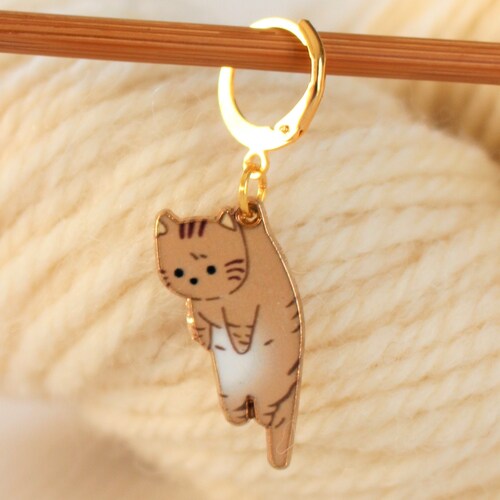 5 Stitch Marker Cat Kitten Set of Silver Stitchmarker Knitting Etsy