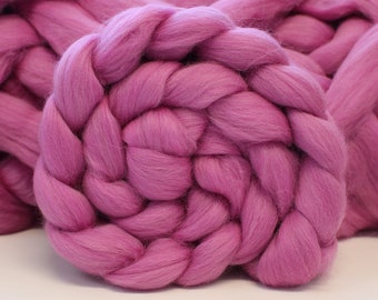 Merino Wool Combed Top Roving Dyed Wool Spinning Fiber Fibre 'Magenta'