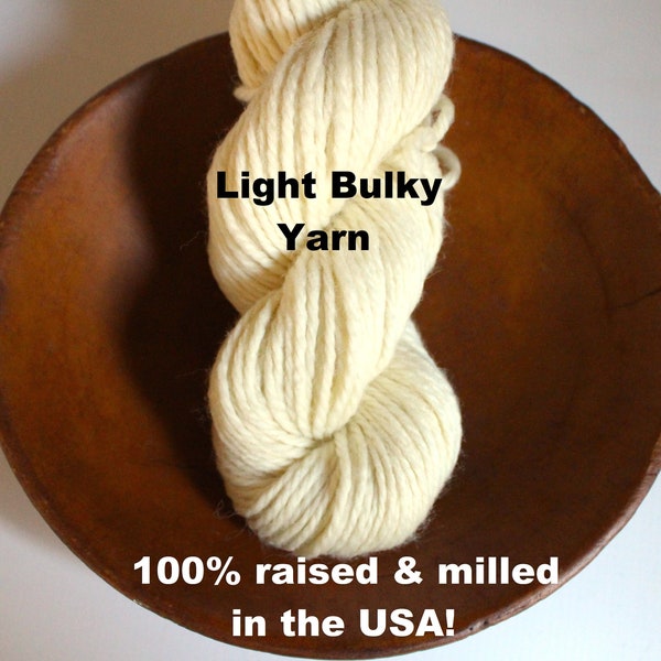 Undyed Light Bulky Yarn 100% Superwash Wool 3 ply Ecru Fiber Knitting Dyeing Domestic Bare