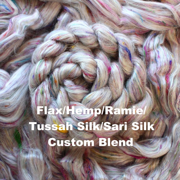 Flax Ramie Nettle Hemp Tussah Silk Sari Silk Cellulose Plant Fiber Spinning blend Felting Linen fibre combed top roving vegan