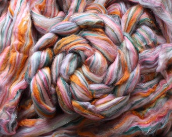 Merino Bamboo Blend 'Harley's Dream' Stellina & Wool Combed Top Roving Dyed Wool Spinning Fiber Fibre Orange