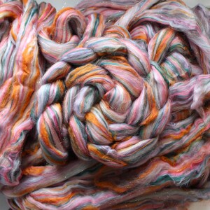 Merino Bamboo Blend &#39;Harley&#39;s Dream&#39; Stellina & Wool Combed Top Roving Dyed Wool Spinning Fiber Fibre Orange