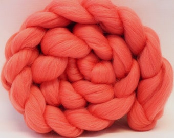 Merino Wool 'Coral' Combed Top Roving Dyed Wool Spinning Fiber Fibre Peach Orange