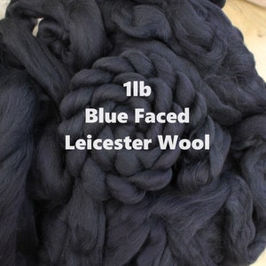 1lb Blue Faced Leicester Wool 'Blue Black' Blend Combed Top Roving Dyed Wool Spinning Fiber Fibre batt