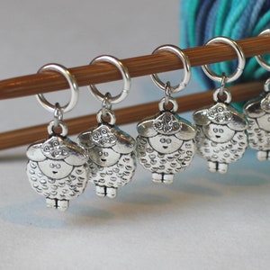 5 Stitch Marker Sheep Set of Silver Stitchmarker Knitting Crochet Charms to Mark Stitches Stitch Marker image 2