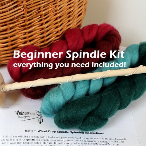 Bottom Whorl Drop Spindle Kit for Beginner Student W/ Fiber Etsy