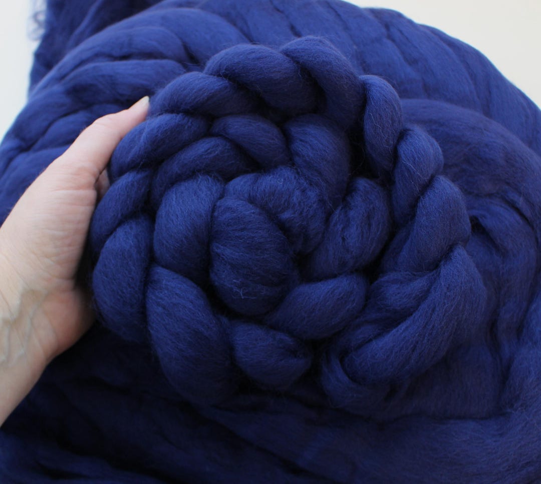 Blue Roving Cheviot Wool 'imperial Blue' Combed Top Roving Dyed Wool Spinning Fiber ...