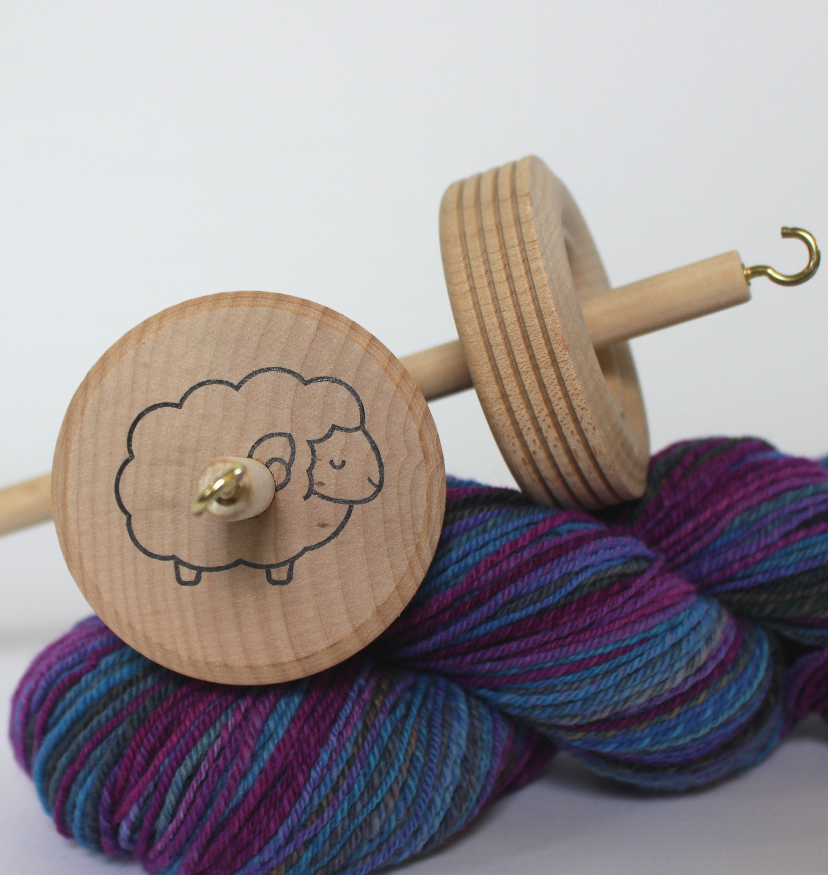 Sheep Drop Spindle for Wool Yarn Spinning Handspun Roving