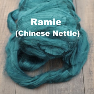 2.6oz Ramie Chinese Nettle Combed Top for Spinning Felting or Doll Hair Fiber Bast Fiber Fibers Undyed Plant Fibers Vegan Silk Dark Green