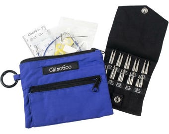 ChiaoGoo Blue Shorties Short Tip Interchangeable Knitting Needle set Size 4-8 Circular Chiagoo
