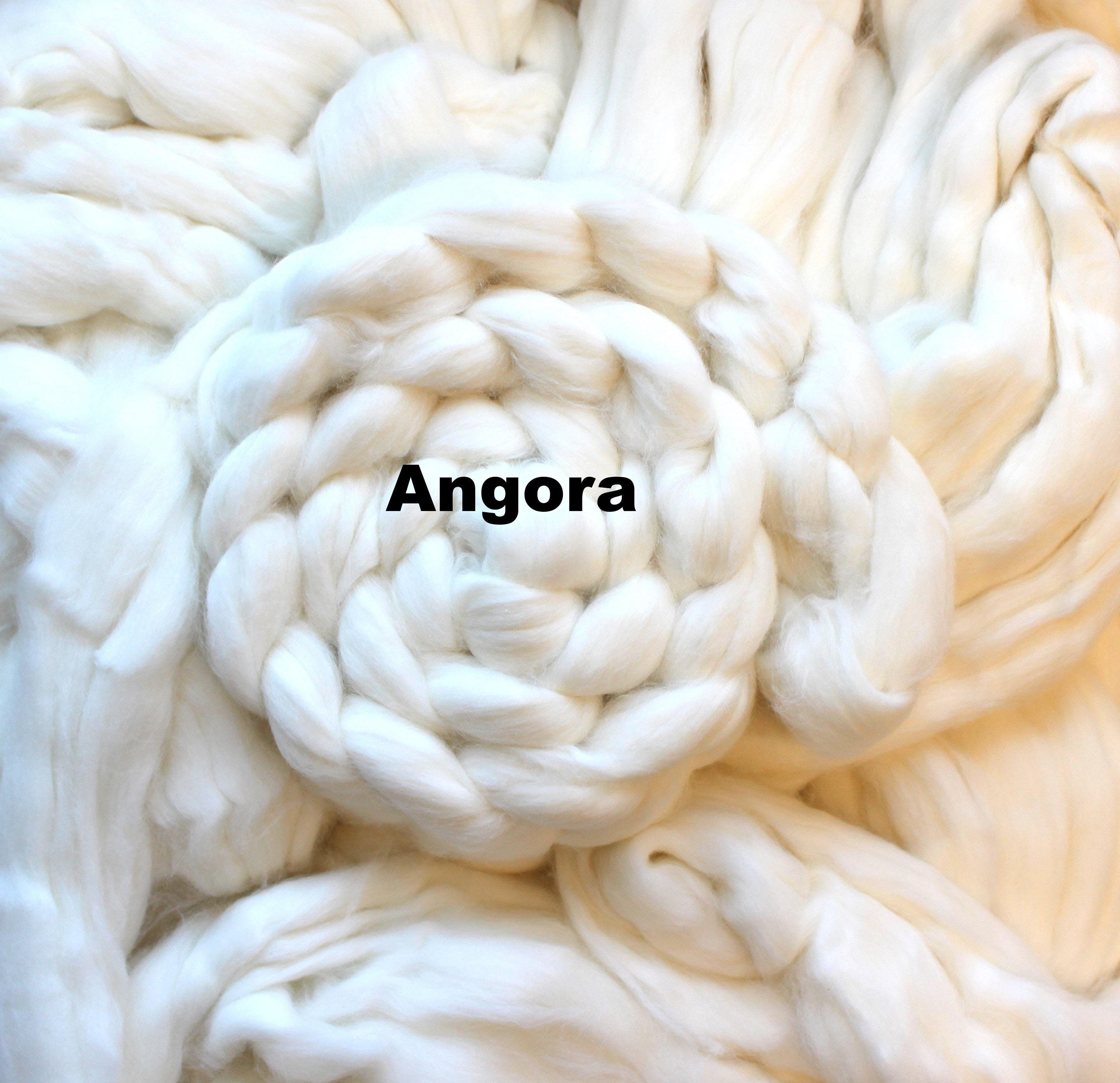 Angora Rabbit For Fiber Angora Rabbit 4oz Combed Top White Wool Roving Undyed Bare Spinning ...