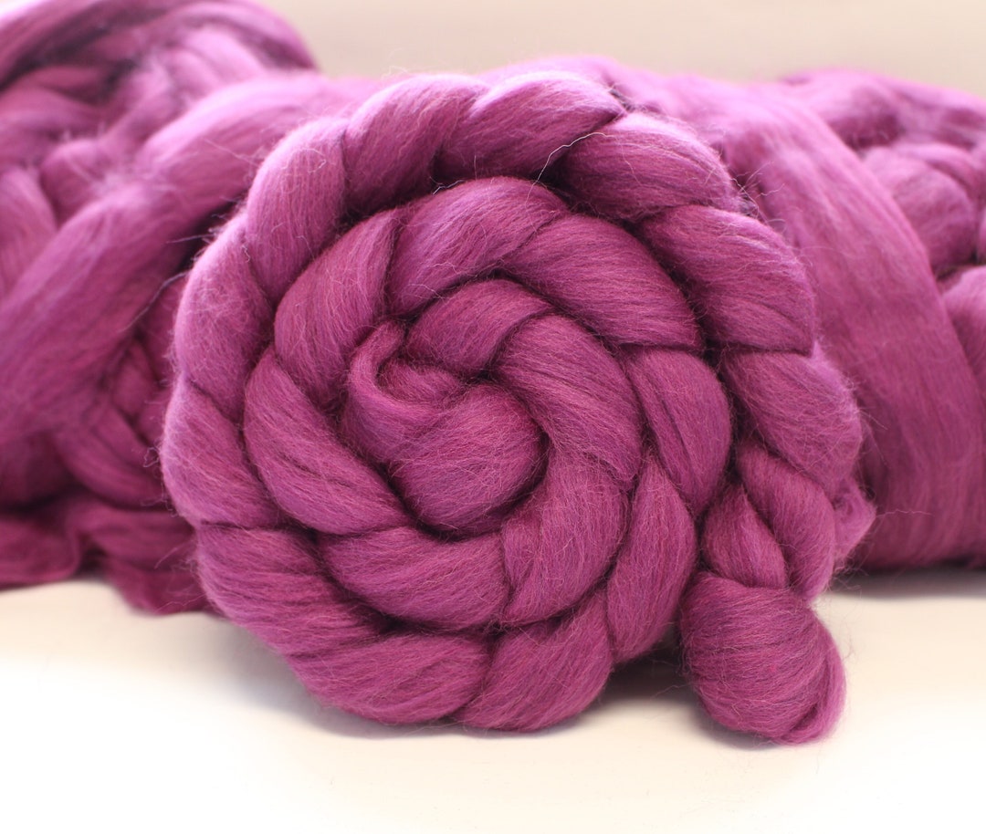 Corriedale Wool Purple Combed Top Roving Spinning Fiber Fibre 'damson