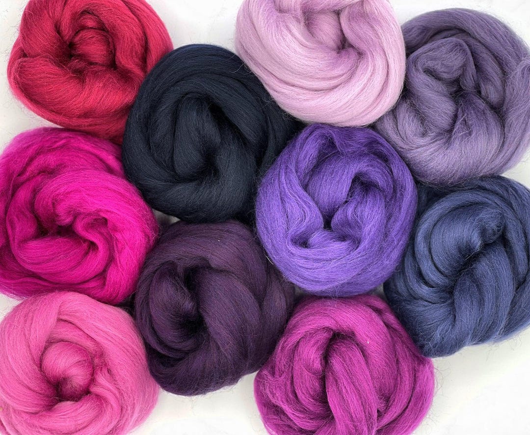Merino Wool Sampler Pack 'very Berry' Variety Combed Top Roving Dyed ...