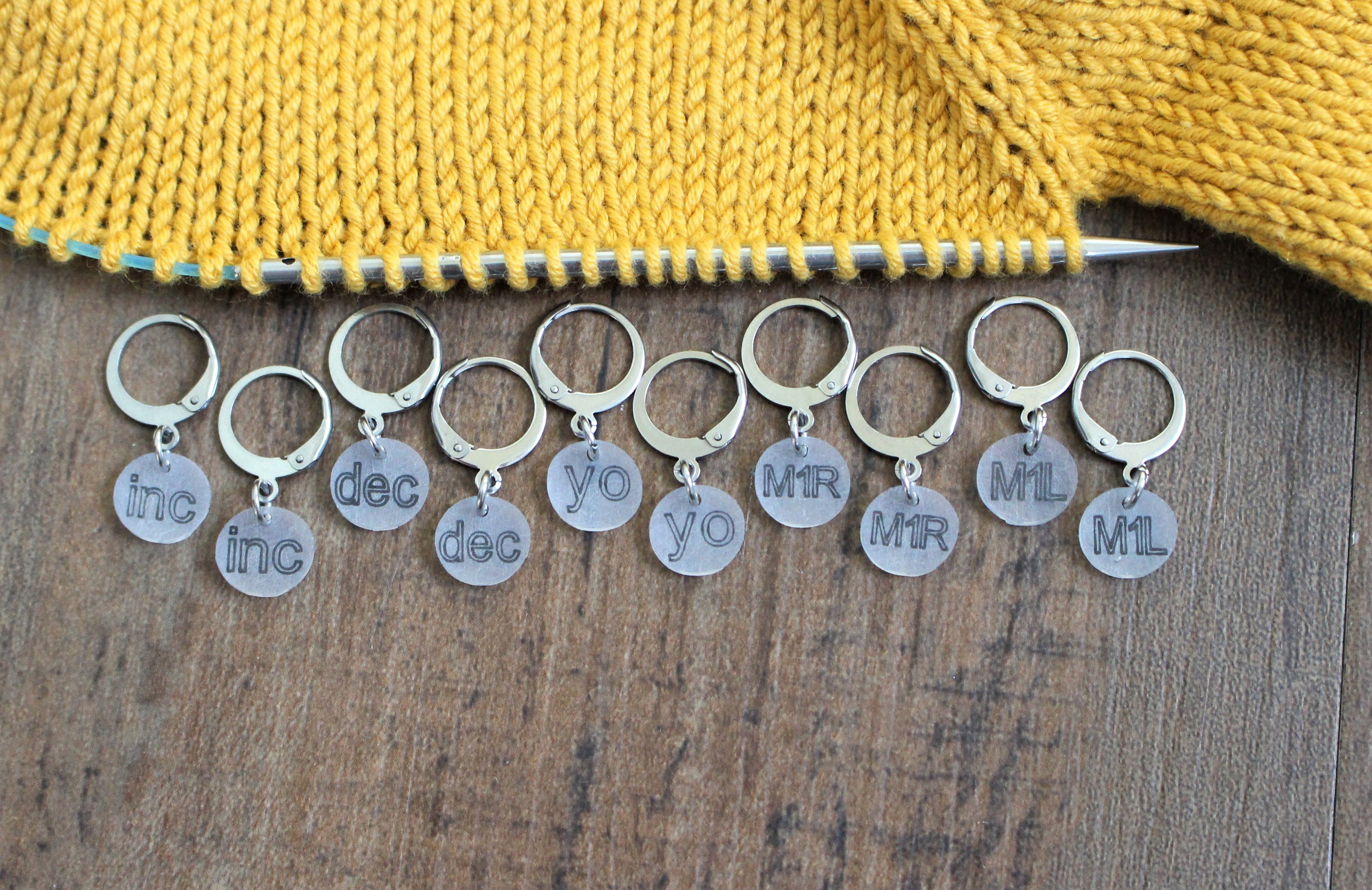 Set of 10 Increase Abbreviation Stitch Markers Knitters Helper Pattern ...