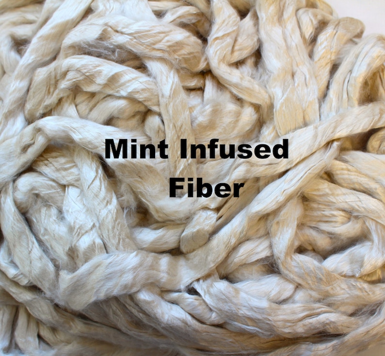 Mint Infused Cellulose Fiber Combed Top for Spinning Felting or Doll Hair Fiber Fibers Undyed Plant Vegan Seaweed image 1