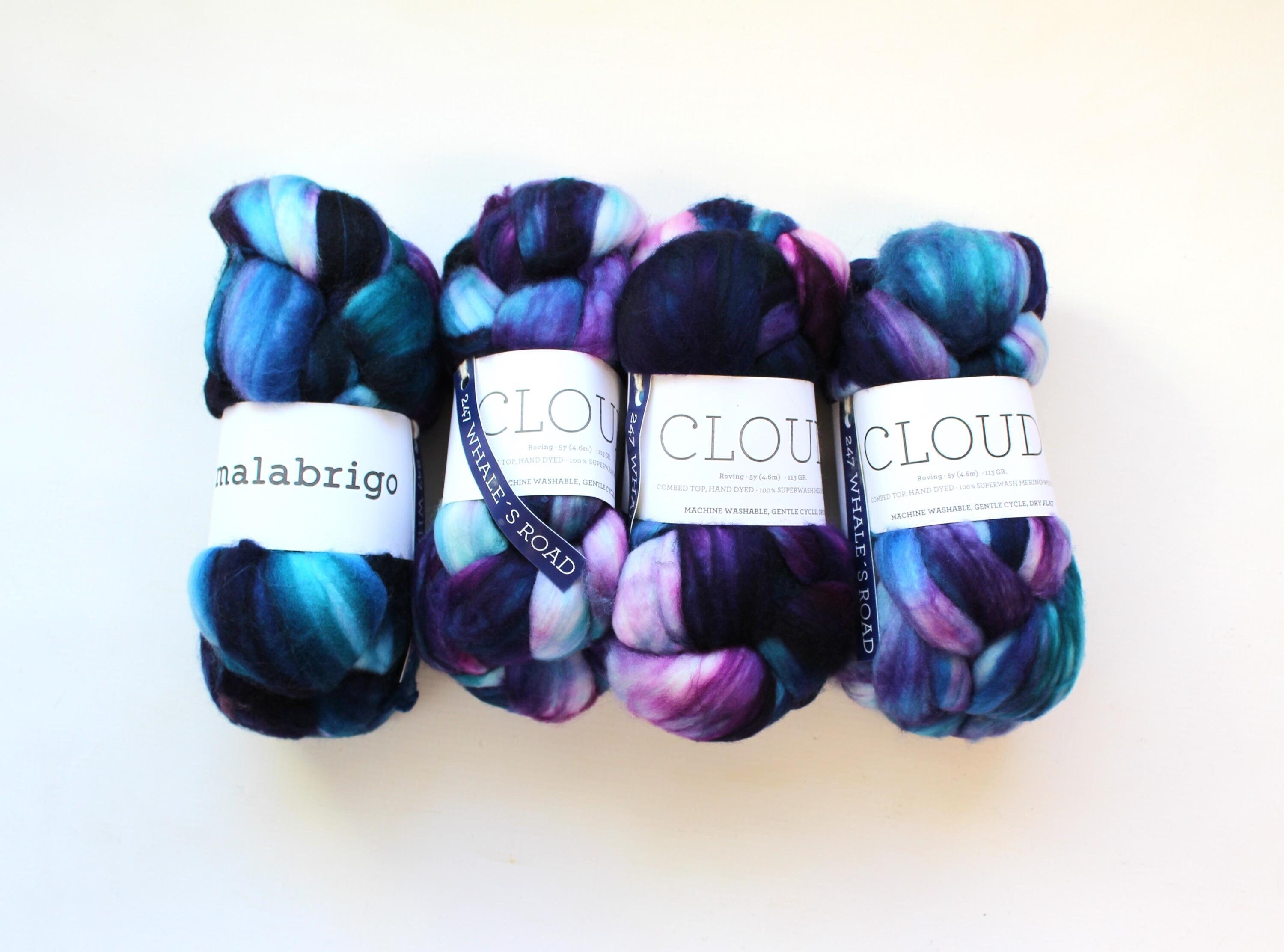 Cloud 247 'Whale's Road'  Malabrigo Dyed Superwash Superfine Merino Wool Combed Top Roving Spinning Fiber Purple Blue