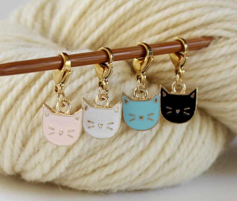 Cat Kitten Stitch Marker Set of Enamel Stitchmarker Knitting image 0