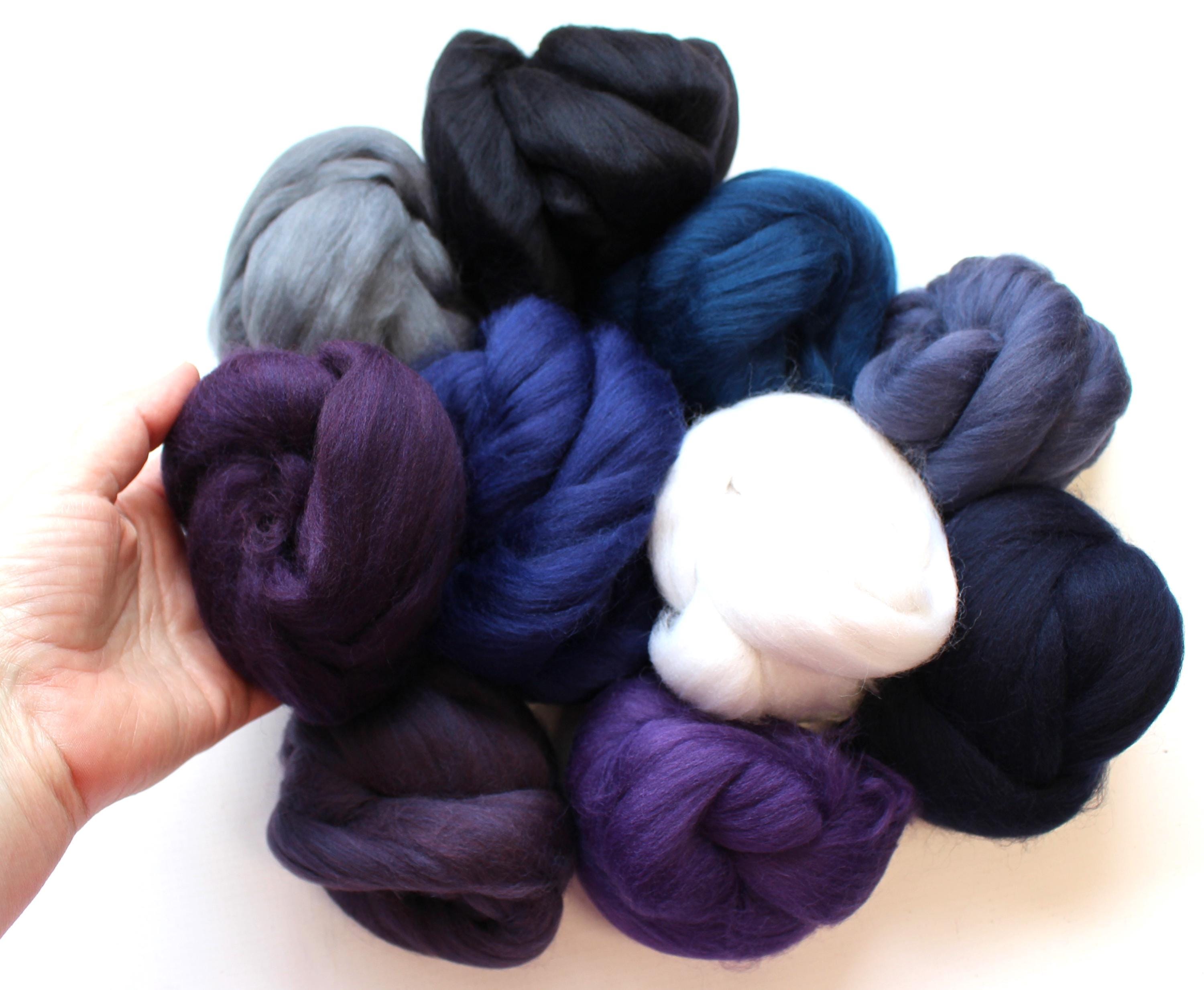 Merino Wool Sampler Pack 'starry Night' Variety Combed Top Roving Dyed ...
