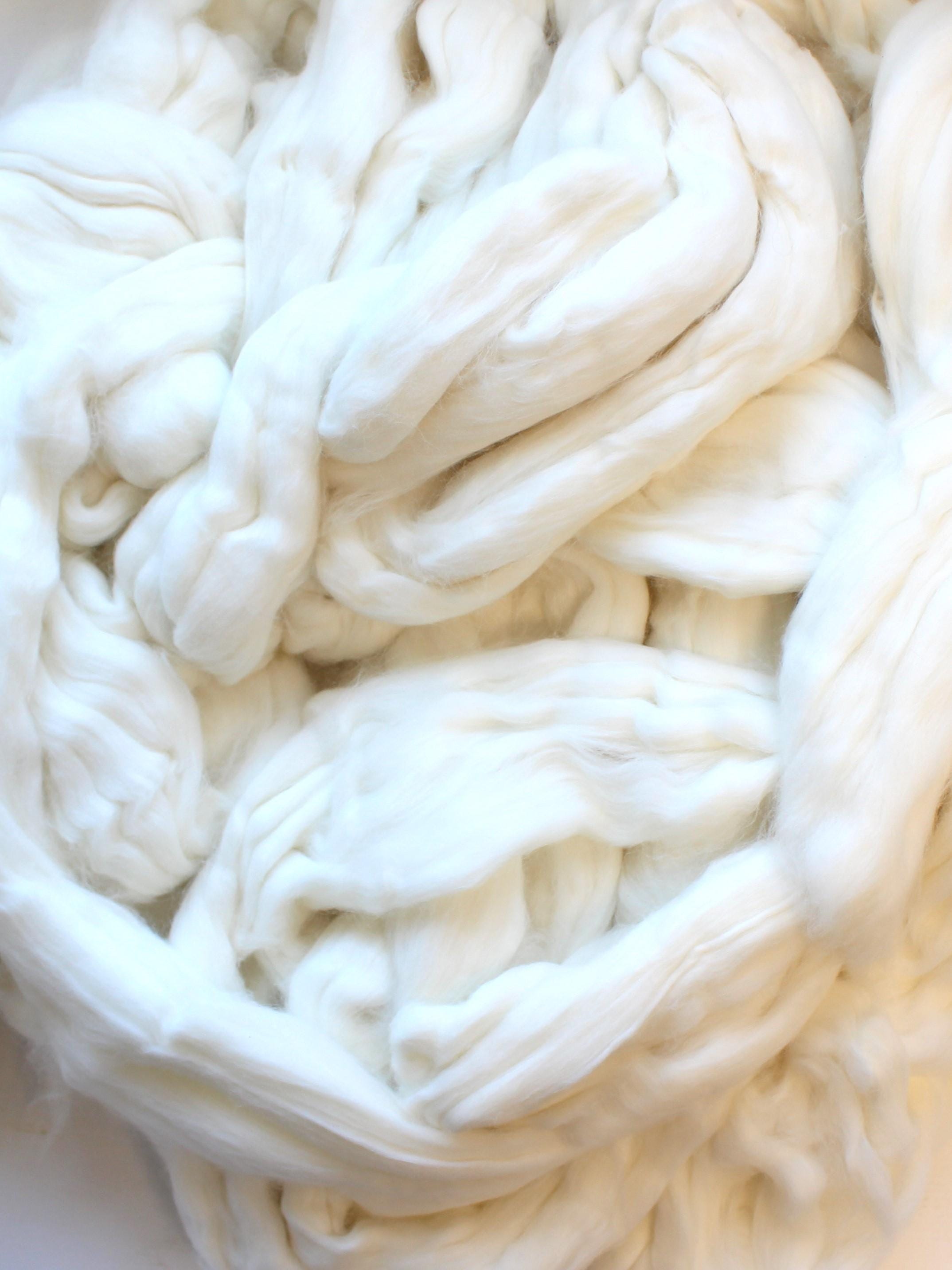 Angora Rabbit Combed Top White Wool Roving Undyed Bare Spinning Fiber ...