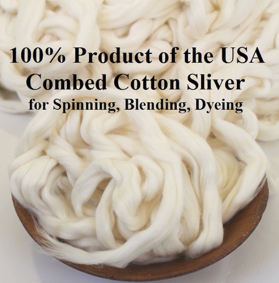 Combed Cotton Sliver for Spinning, Blending, Dyeing Undyed Cotton Fiber  Fibre Roving Batting Product of the USA 