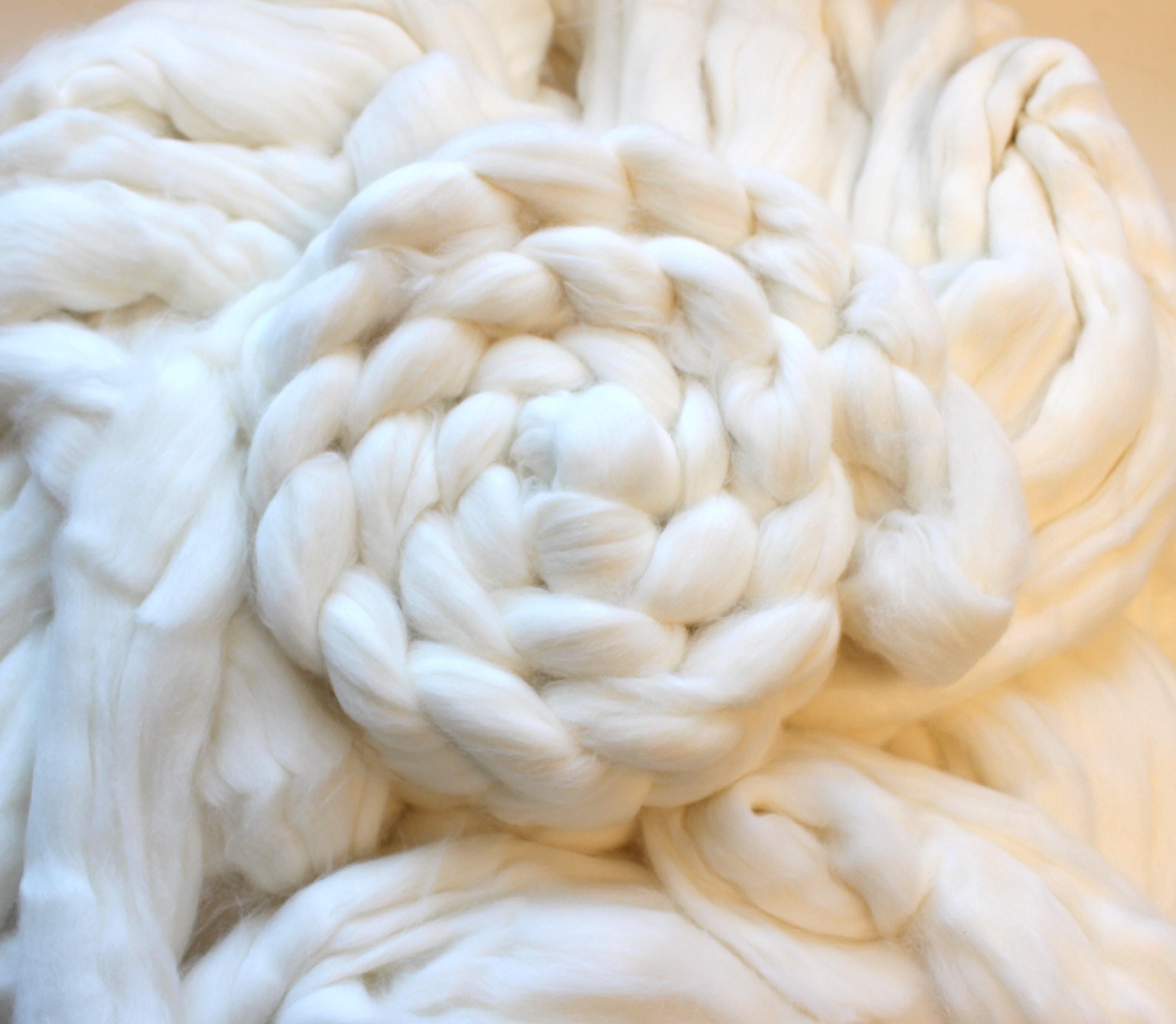 Angora Rabbit Combed Top White Wool Roving Undyed Bare Spinning Fiber ...
