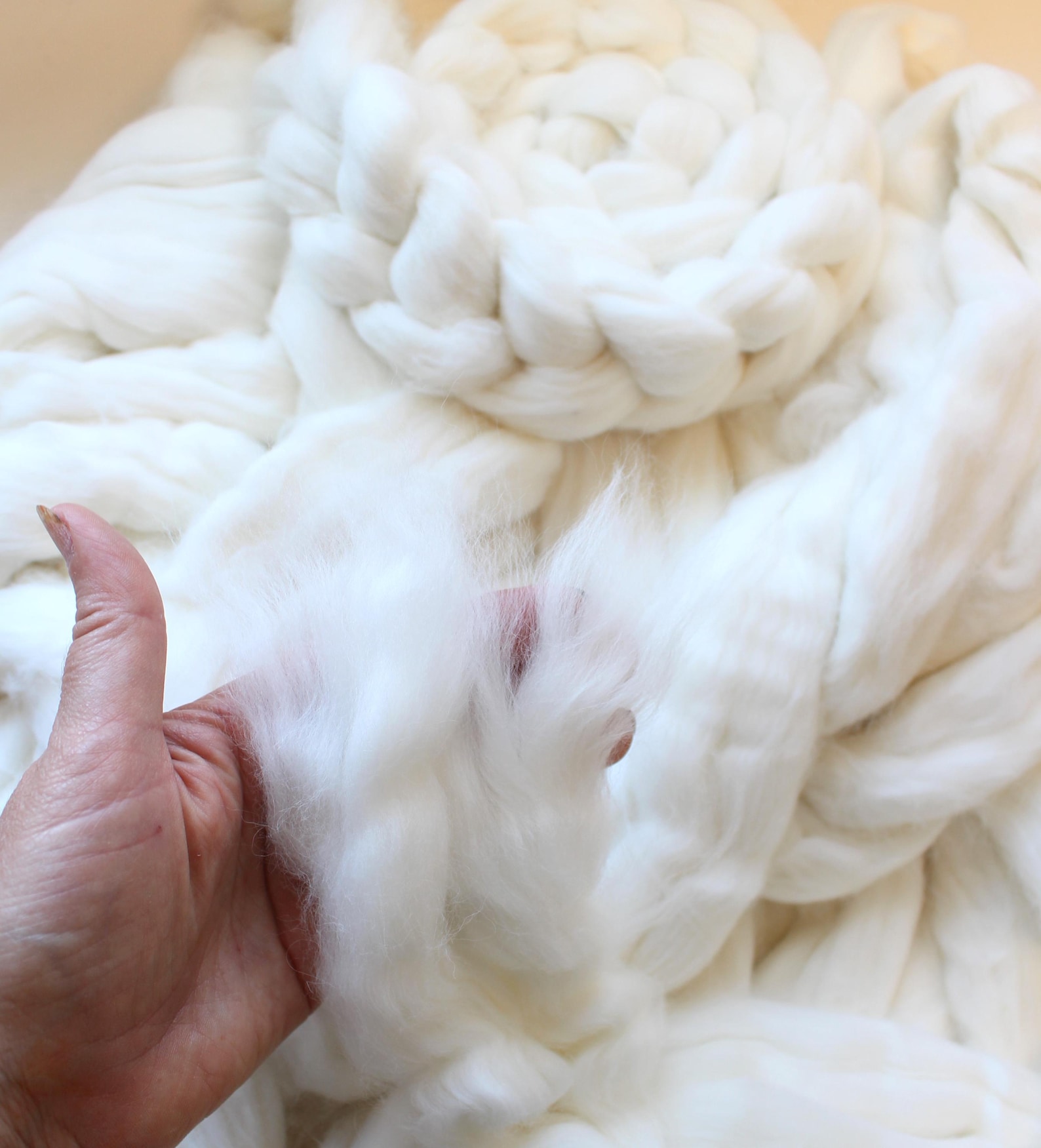 Wool Roving A Rabbit Angora Rabbit Combed Top White Wool Roving Undyed Bare Spinning Fiber ...