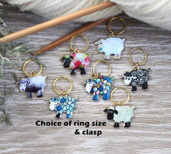 7 Enamel Sheep Stitch Markers Knitters Helper Knitting Reminder