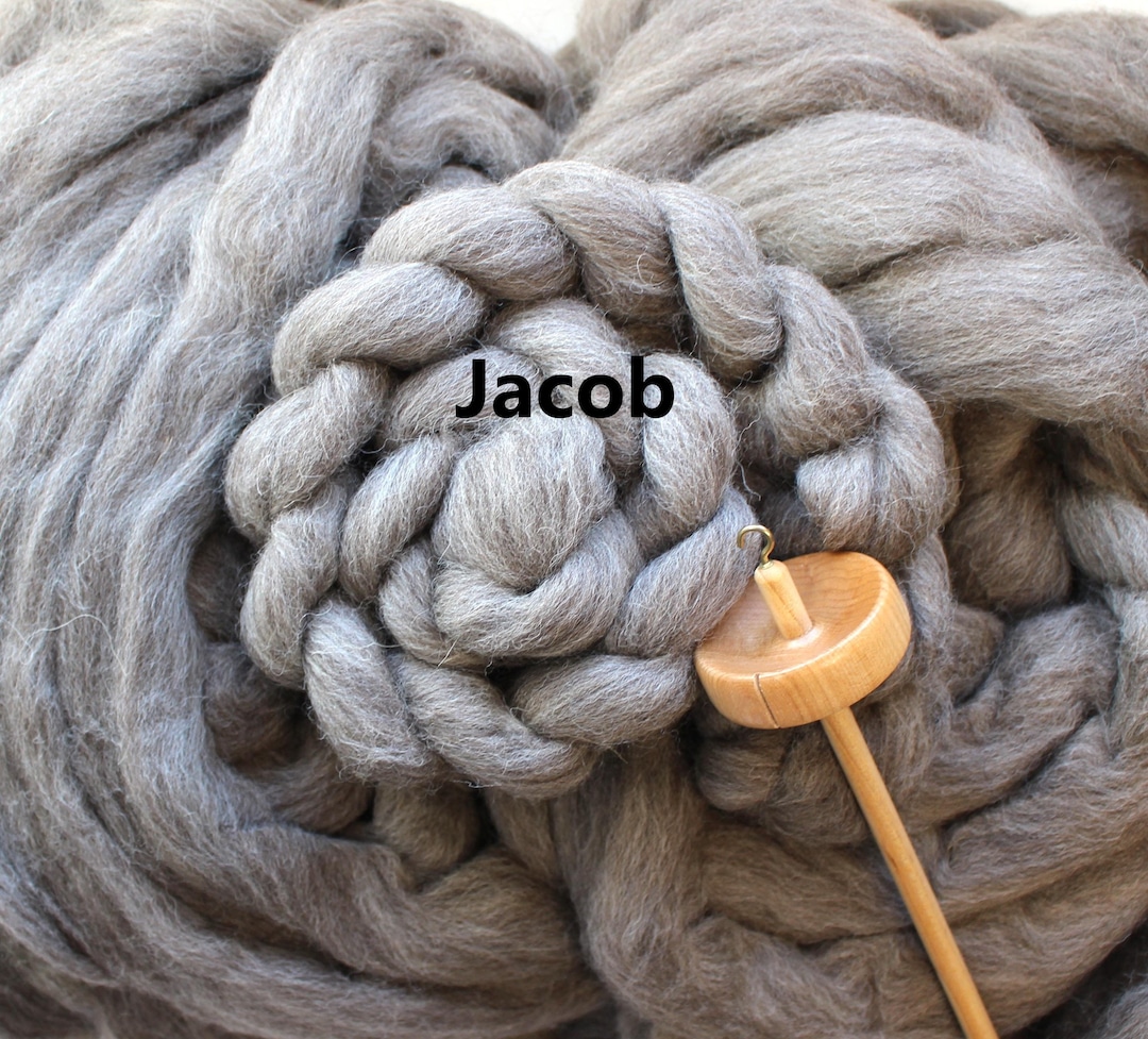 Jacob Fiber Jacob Naturally Colored Gray Combed Top Wool Roving Undyed Wool ...