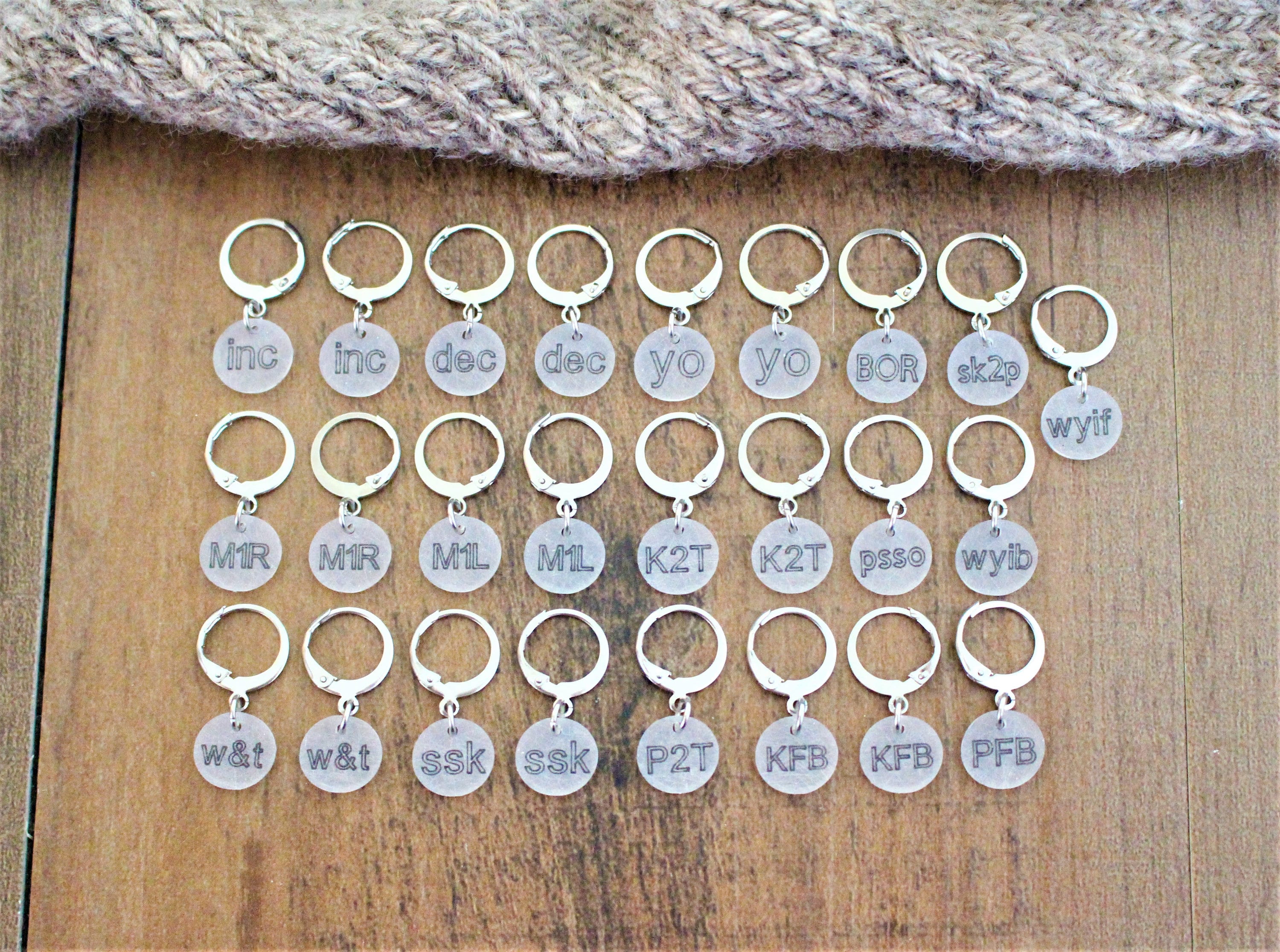 25 Knitting Abbreviation Stitch Markers Knitters Helper Pattern
