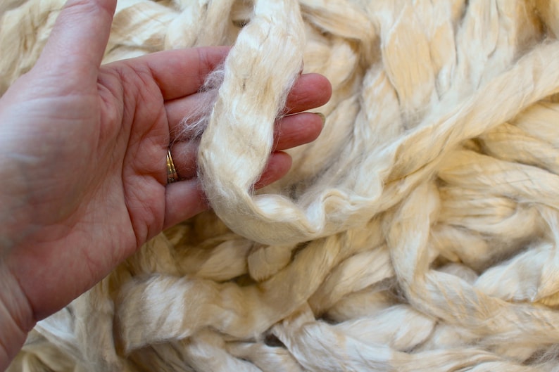 Mint Infused Cellulose Fiber Combed Top for Spinning Felting or Doll Hair Fiber Fibers Undyed Plant Vegan Seaweed image 3