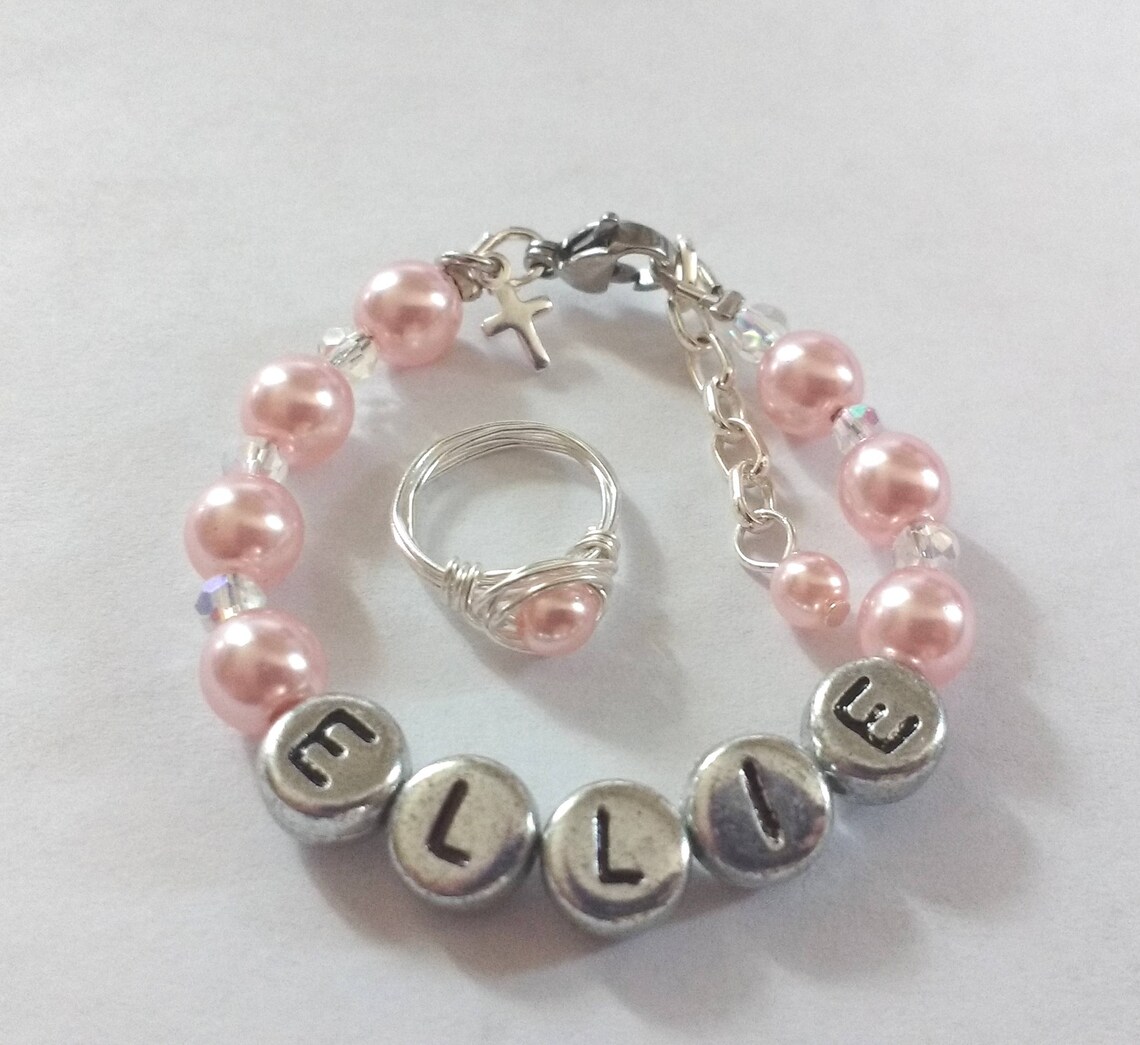 Christening Baptism Bracelet Ring Infant Newborn Jewelry Pearl Etsy