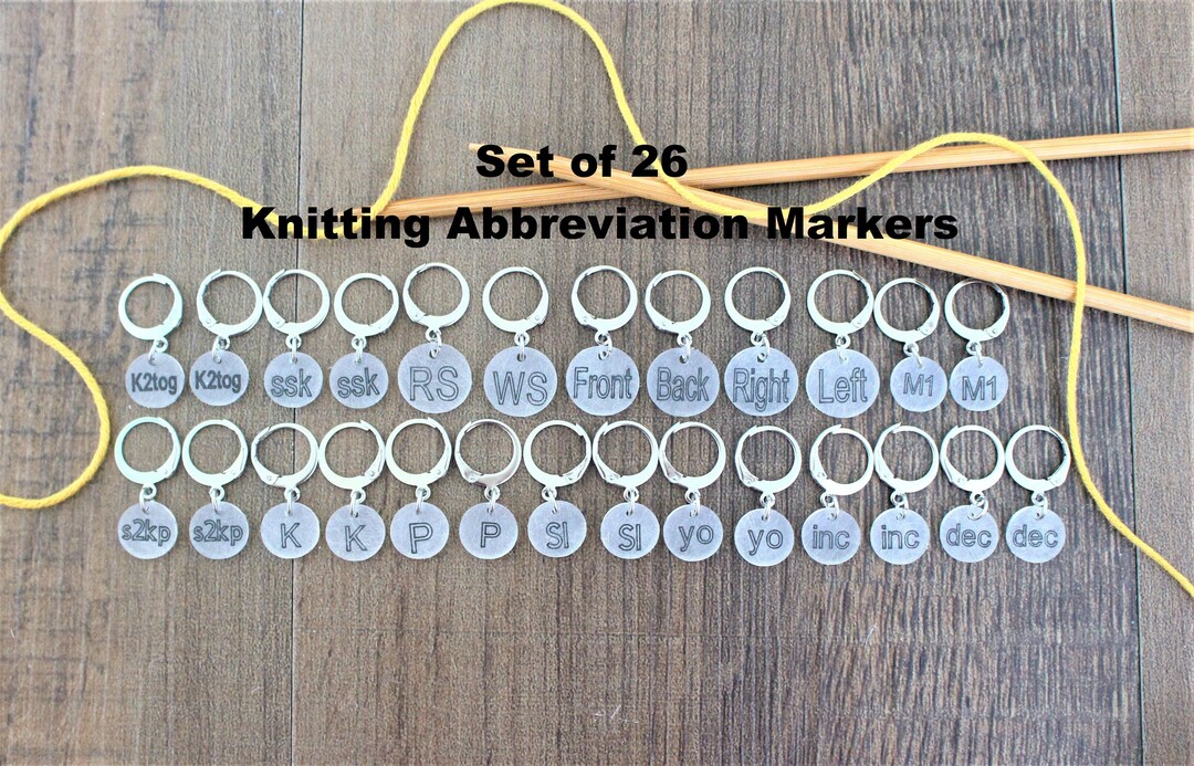 26 Knitting Abbreviation Stitch Markers Knitters Helper Pattern ...