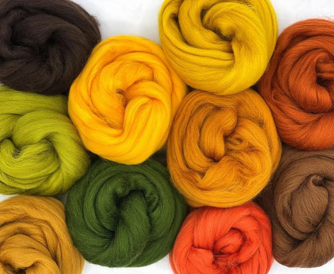 Merino Wool Sampler Pack 'autumn Leaves' Variety Combed Top Roving Dyed ...