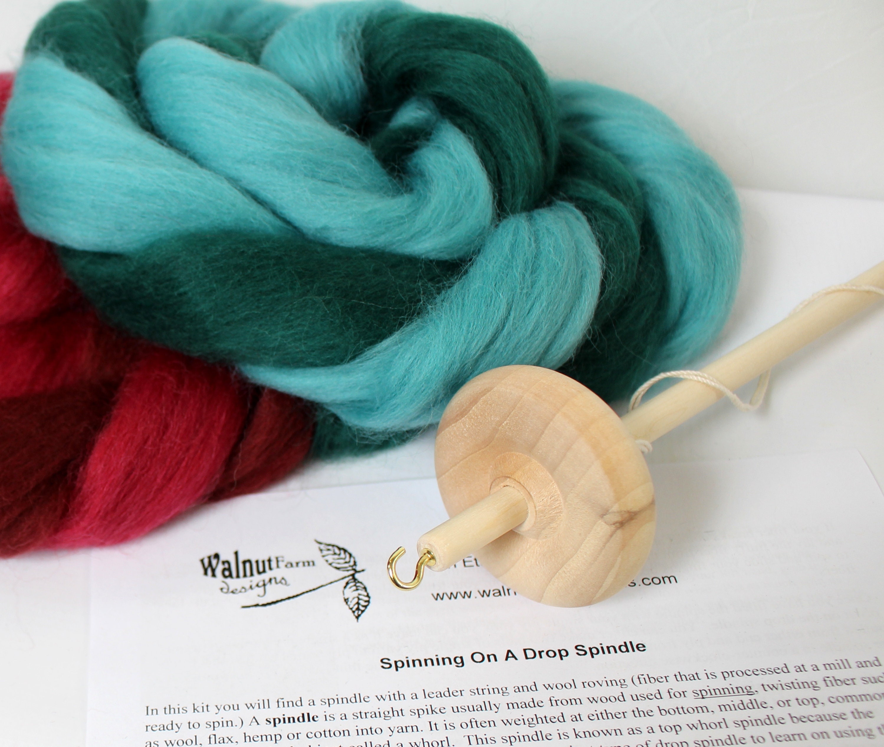 Drop Spindle Kit for Beginner W/ Fiber Top Whorl Wool Yarn Etsy