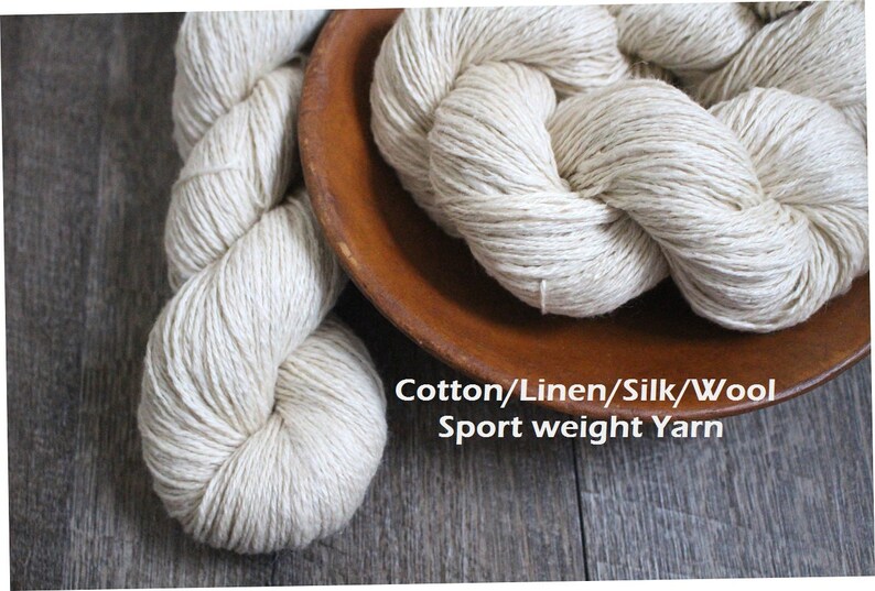 Cotton Linen Silk Wool Yarn Undyed Sport Weight Yarn 3 ply Etsy