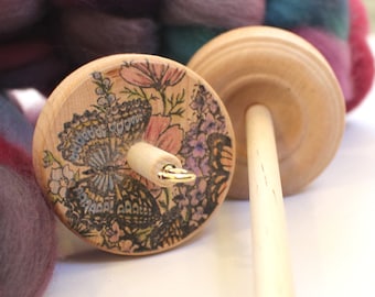 Stamped Drop Spindle for Wool Yarn Spinning Handspun Roving Handspinning Beginner spindle Student Spindle