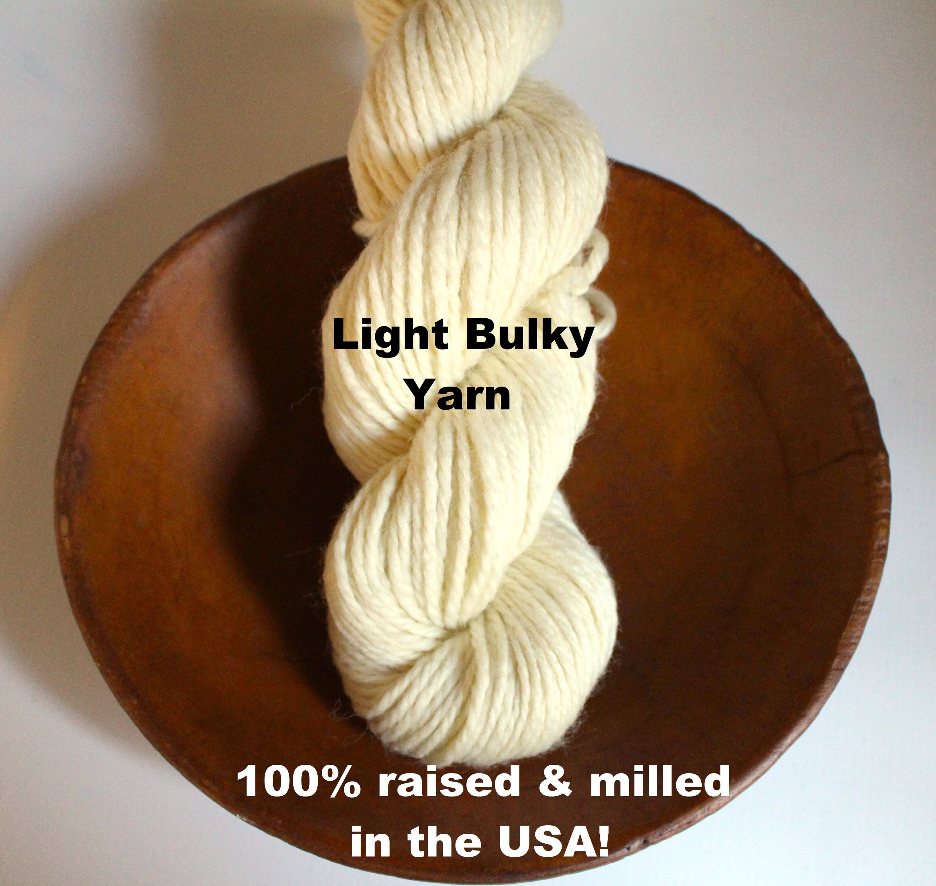 Undyed Light Bulky Yarn 100% Superwash Wool 3 ply Ecru Fiber