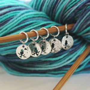 5 Stitch Marker Bird Set of Silver Knitting Stitchmarker Robin Charms to Mark Stitches Crochet Crocheter Gift Pattern Helper image 5